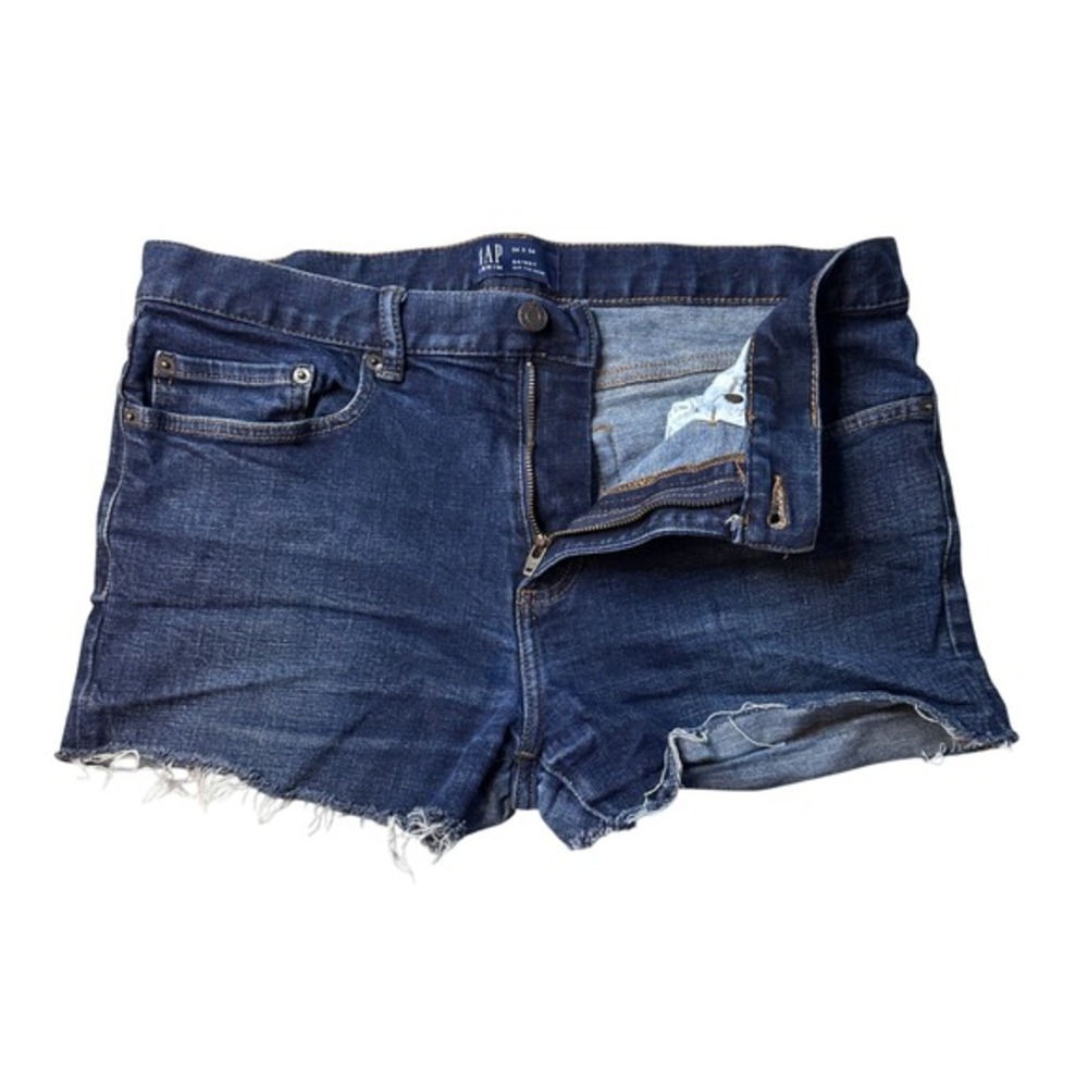 Gap Denim Shorts Womens 34 Dark Blue Skinny Cut Off Frayed Hem Stretch‎ Casual
